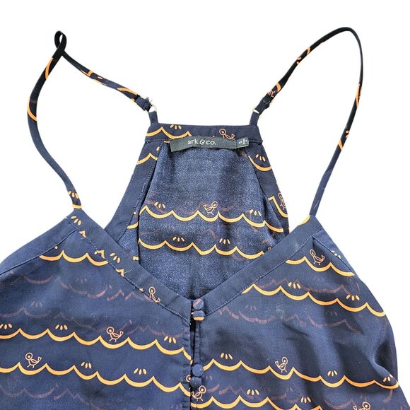 Arc & Co. Navy Blue Tank Top Duck Print Pattern Adjustable Straps Women's Size S - Picture 9 of 12